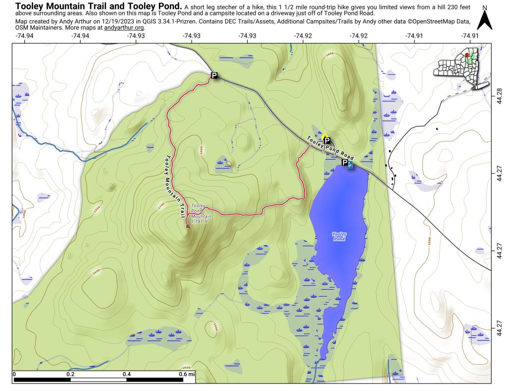 Tooley Mountain Trail and Tooley Pond