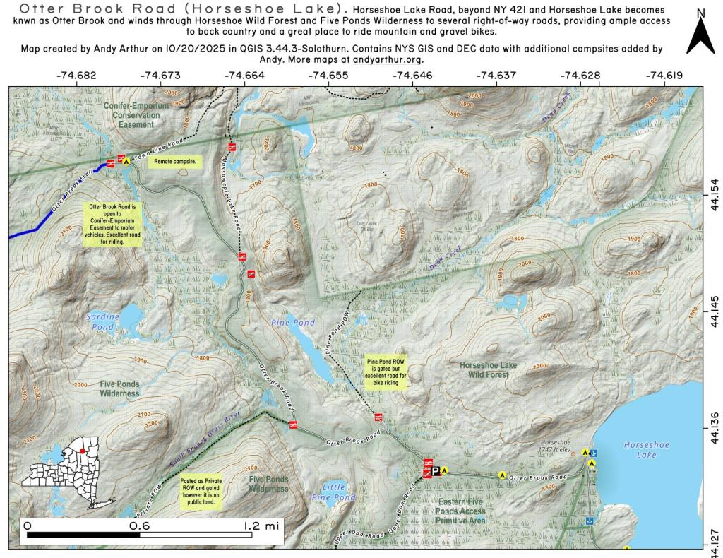 Otter Brook Road at Horseshoe Lake Wild Forest