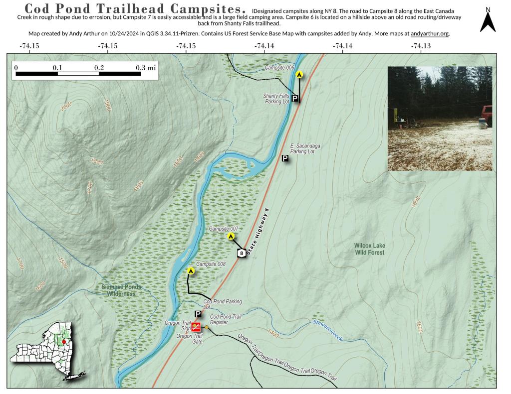  Cod Pond Trailhead   Camping Opporunities