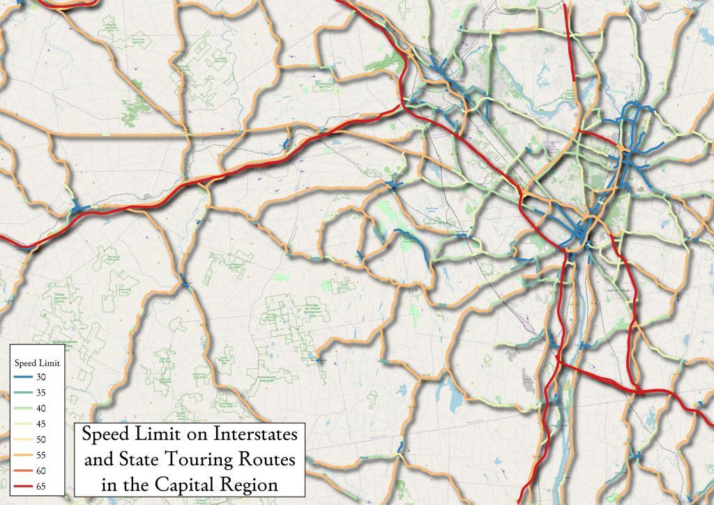 Speed Limit on Interstates and State Touring Routes in Capital Region