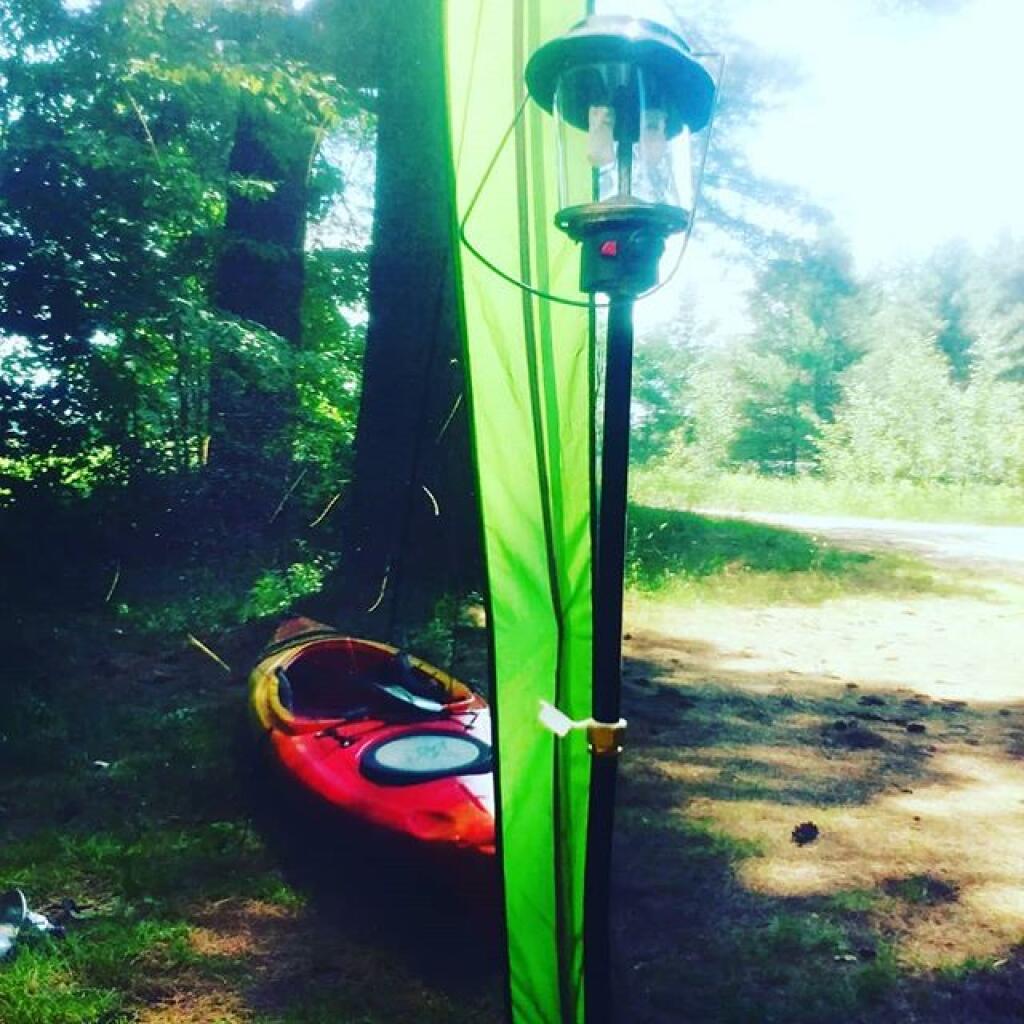 Photo: I had to tie the tent down to the kayak because the wind tried to take it away