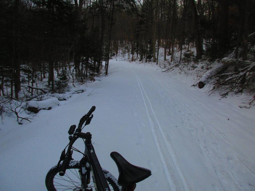 Photo: Riding back to Newcomb Lake in the Snow Photo: Riding back to Newcomb Lake in the Snow