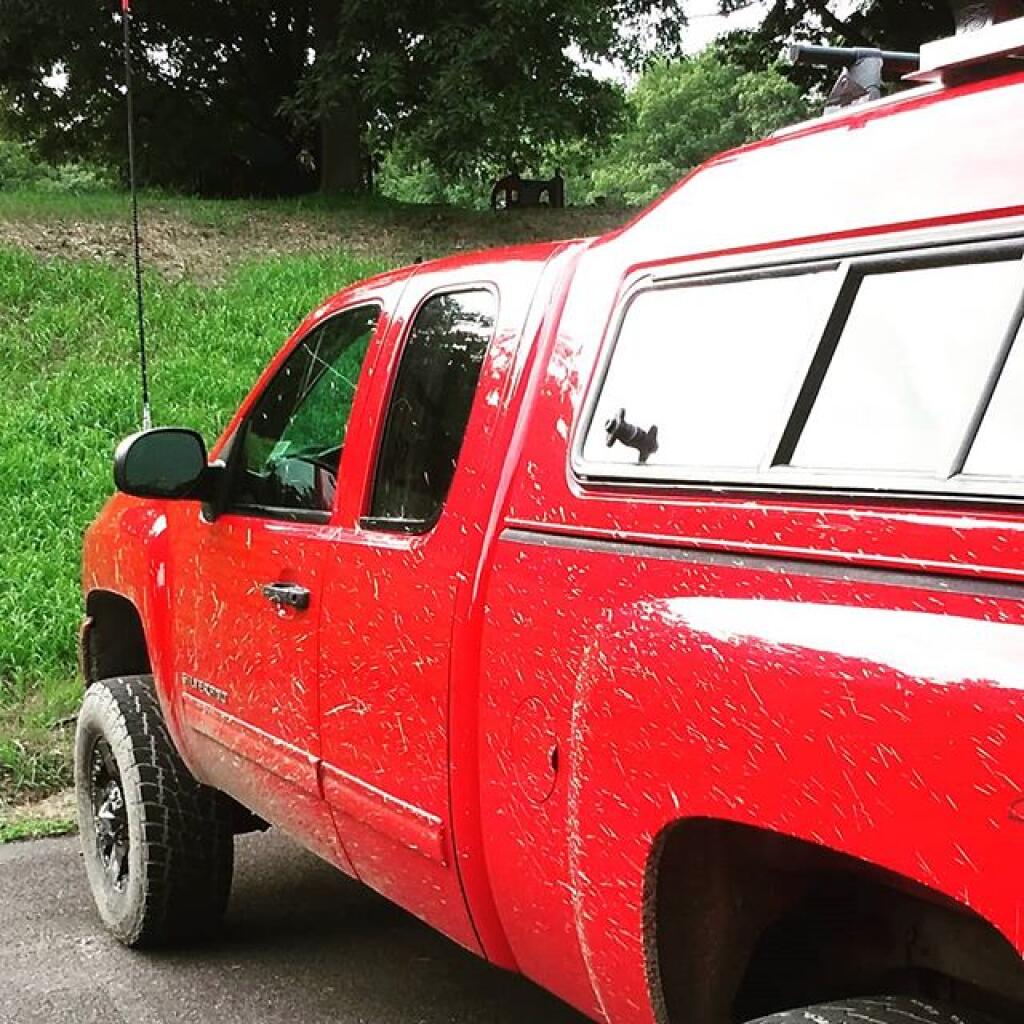 Photo: Big Red is getting muddy from the National Forest Photo: Big Red is getting muddy from the National Forest